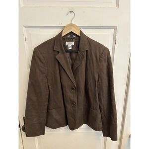 Talbots Vintage Women's 100% Irish Linen Blazer 2 Button Pockets Size 14W Petite